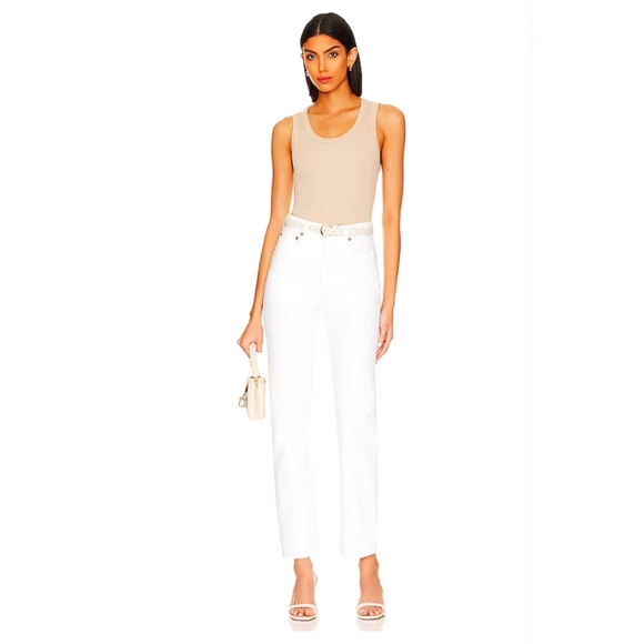 Aritzia Agolde White Jeans 90s Pinch Waist in 'Marshmallow' Size 23 - Picture 1 of 8